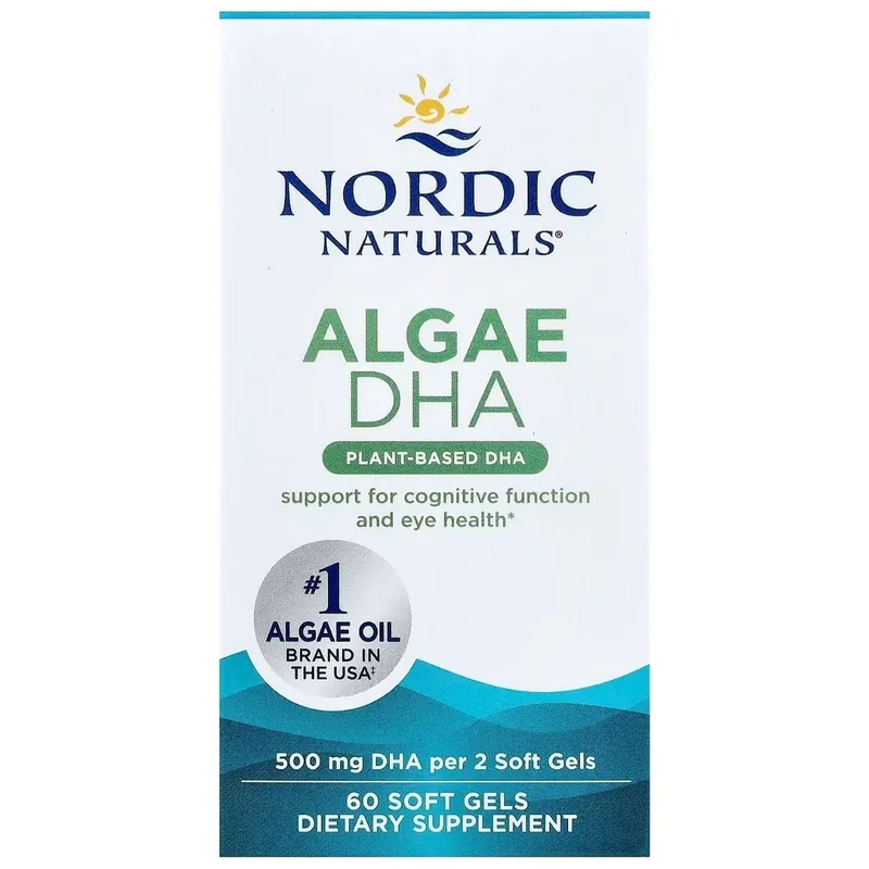 Nordic Naturals Algae DHA (Omega-3 from Algae) 500 mg - 60 Capsules Premium