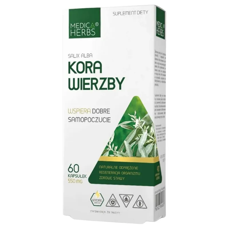 Medica Herbs Willow Bark 550 mg - 60 Capsules High Quality