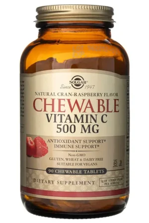 Weekend Sale Solgar Chewable Vitamin C - Cran Raspberry 500 mg - 90 Chewable Tablets
