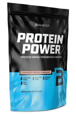 Best Price BioTech USA Protein Power, Strawberry Banana Flavoured - 1000 g