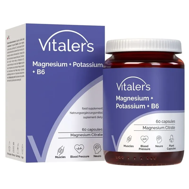 Vitaler‘s Magnesium 100 mg + Potassium 150 mg + Vitamin B6 6 mg - 60 Capsules Factory Price
