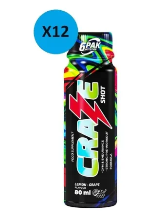 6PAK Craze Shot, Lemon - Grape Flavour - 12 Pieces High Quality