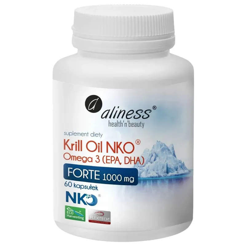 Aliness Krill Oil NKO Omega 3 1000 mg FORTE with Astaxanthin – 60 Capsules Best Seller