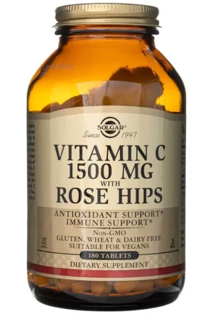 Solgar Vitamin C 1500 mg with Rose Hips - 180 Tablets Flash Sale