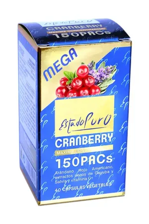 Cranberry Mega 150 PACs 40 vegetable capsules of 794mg Estado Puro Get Yours