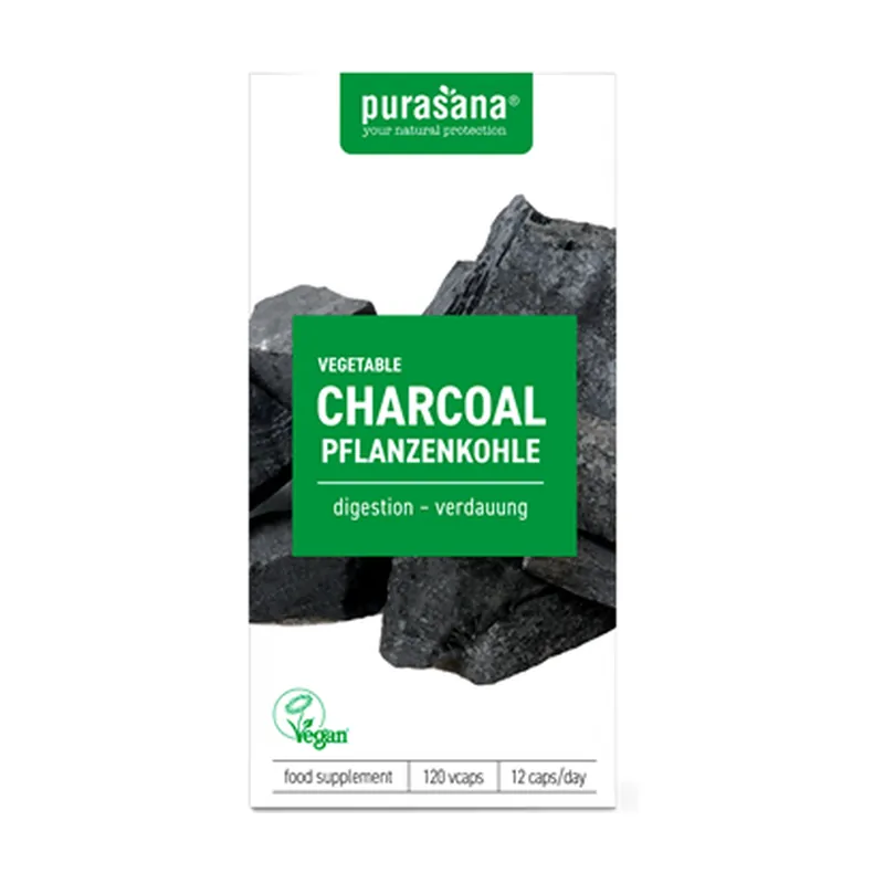 Vegan Charcoal 120 capsules Purasana Trusted Brand