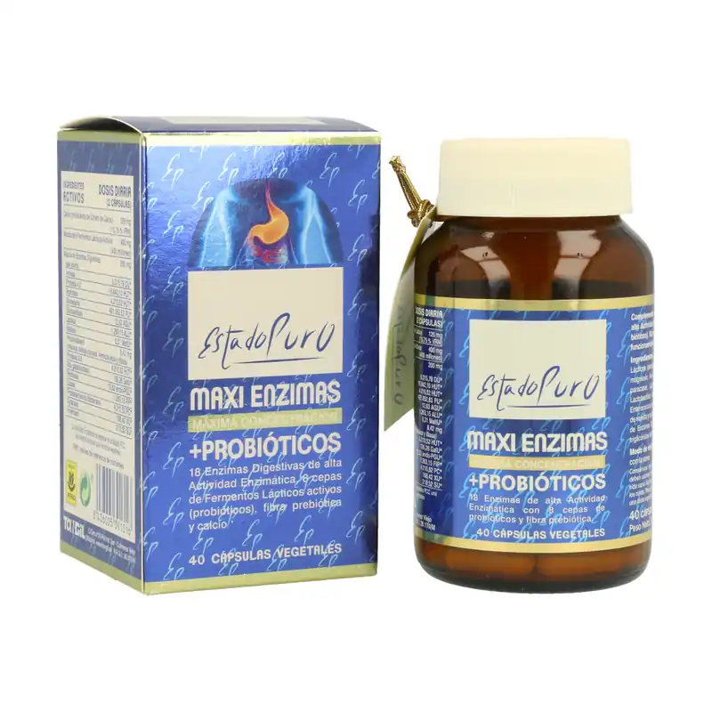 Maxienzymes with probiotics 40 vegetable capsules Estado Puro While Supplies Last