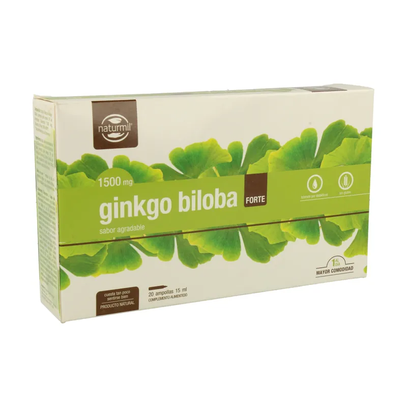 Ginkgo Biloba Forte 20 ampoules of 15ml (1500mg) Naturmil Certified