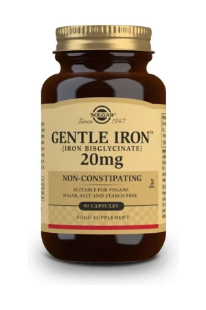 Buy Direct Gentle iron (Bisglycinate iron) 90 vegetable capsules of 20mg Solgar