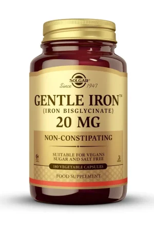 Gentle iron (Bisglycinate iron) 180 vegetable capsules of 20mg Solgar Fast Shipping