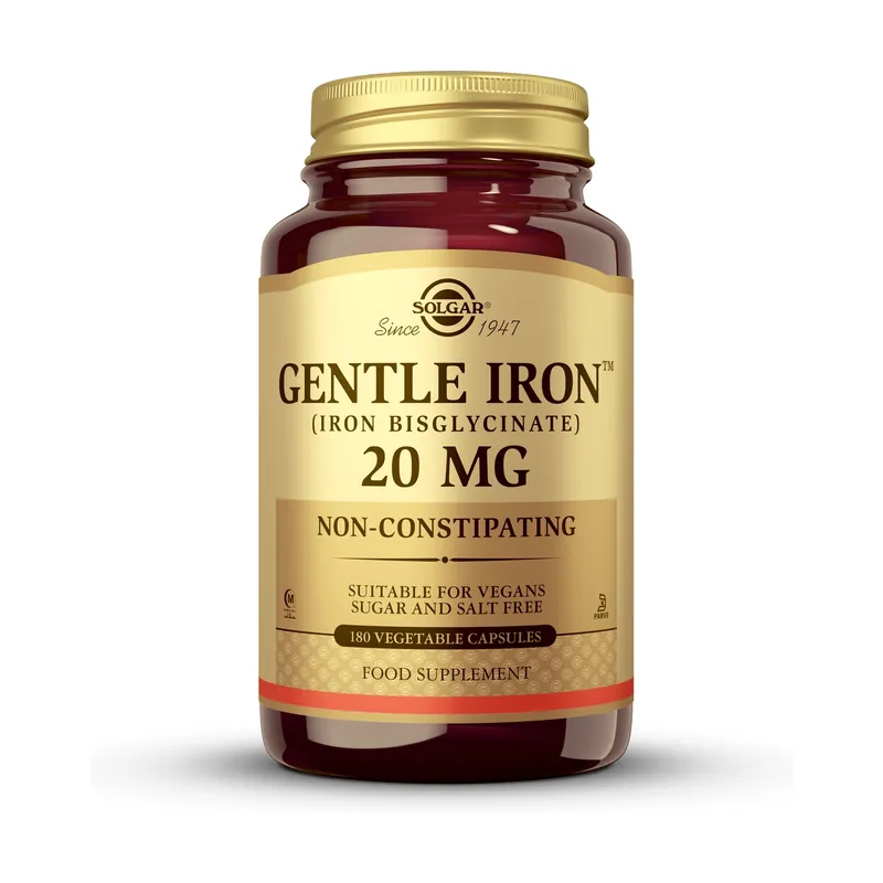 Gentle iron (Bisglycinate iron) 180 vegetable capsules of 20mg Solgar Fast Shipping