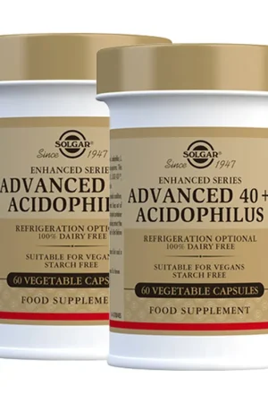 Acidophilus Advanced 40 + vegan probiotic 2 jars of 60 capsules Solgar Authentic
