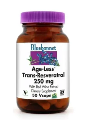 Age-Less Trans-Resveratrol 30 capsules of 250mg Bluebonnet High Quality
