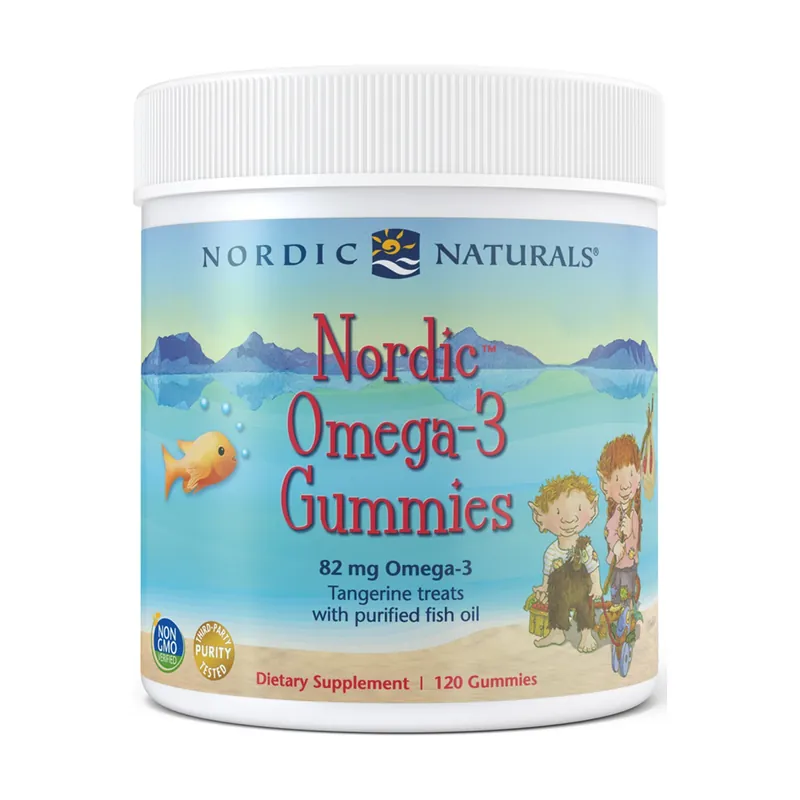 Fan Favorite Nordic Omega-3 Gummies, 82mg Tangerine Treats 120 units Nordic Naturals