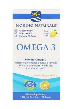 Omega-3, 690mg Lemon 60 softgels Nordic Naturals Buy Today