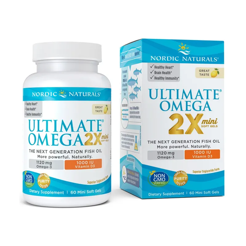 Reduced Price Ultimate Omega 2X Mini with Vitamin D3, 1120mg Lemon 60 softgels Nordic Naturals