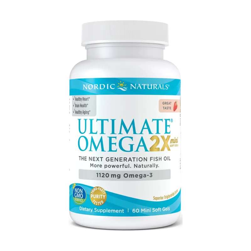 Ultimate Omega 2X Mini, 1120mg Strawberry 60 softgels Nordic Naturals Big Sale