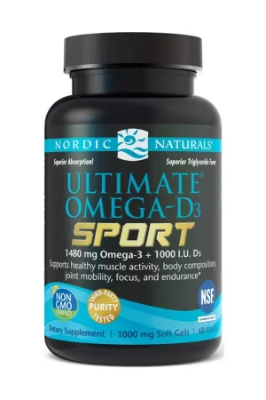 Express Delivery Ultimate Omega-D3 Sport, 1480mg Lemon 60 softgels Nordic Naturals