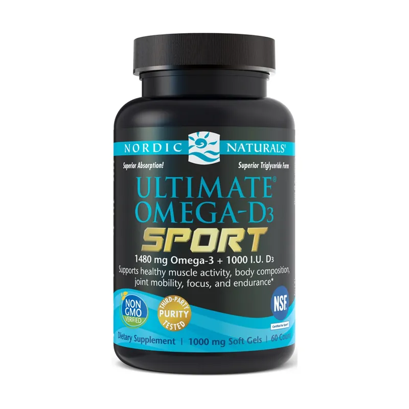 Express Delivery Ultimate Omega-D3 Sport, 1480mg Lemon 60 softgels Nordic Naturals