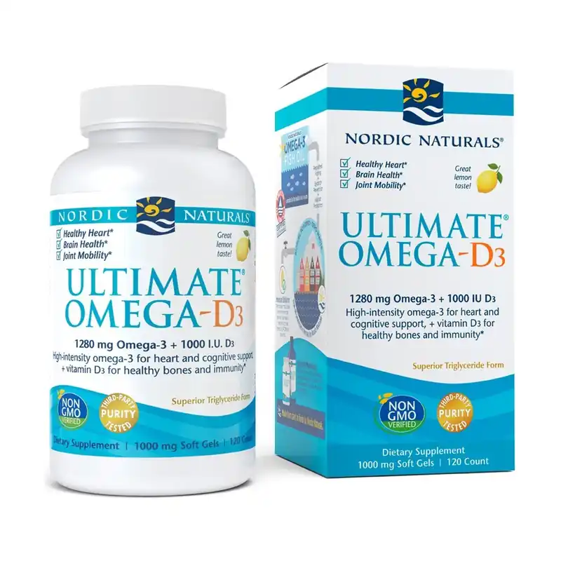 Ultimate Omega-D3, 1280mg Lemon 120 softgels Nordic Naturals Big Sale