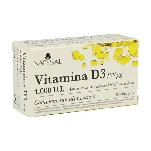 Vitamin D3 4000Ui (Cholecalciferol) 60 capsules Natysal Buy Direct