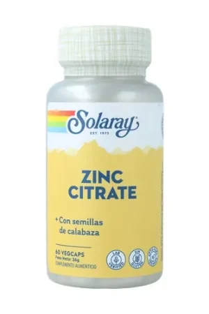 Zinc citrate 60 vegetable capsules of 50mg Solaray Seasonal Sale