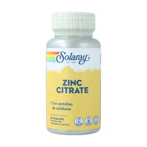 Zinc citrate 60 vegetable capsules of 50mg Solaray Seasonal Sale