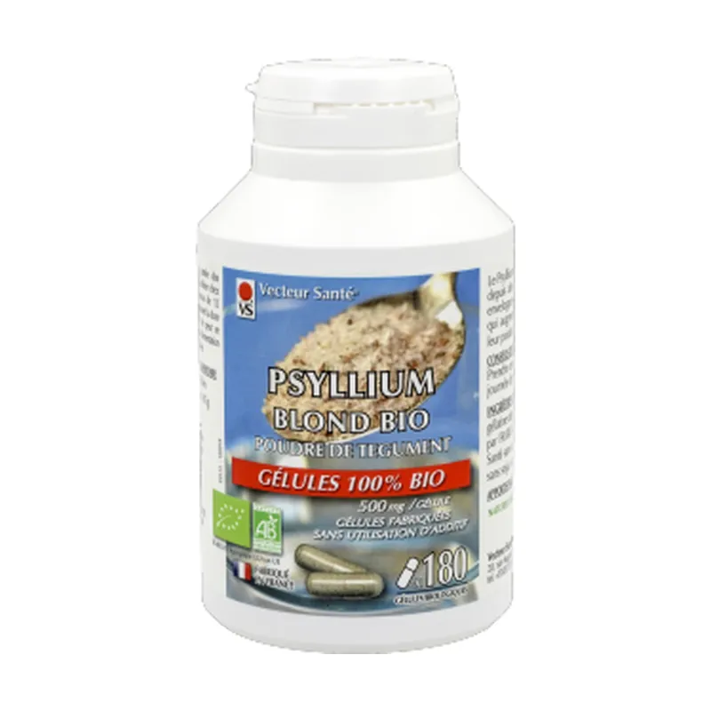 Psyllium blond bio 180 capsules Vecteur Sante Professional Grade