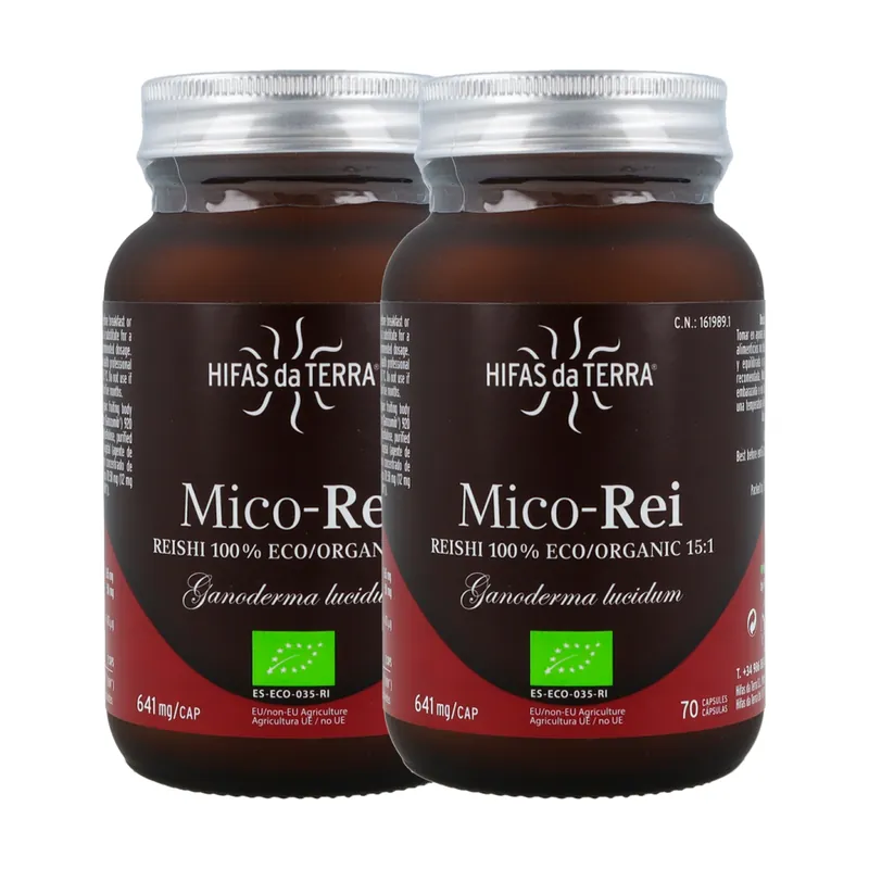 Pack 2x Mico Rei Ganoderma lucidum Reishi 70 capsules Hifas da Terra Best Seller
