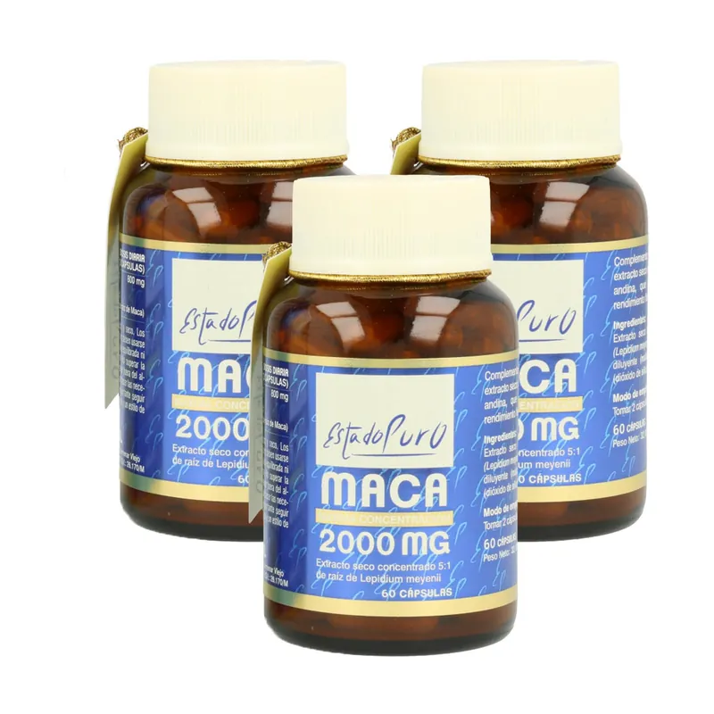 Holiday Sale Pack 3x maca 2,000 mg 3x60 capsules Estado Puro