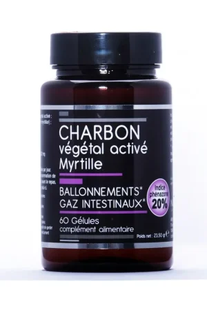 Activated Vegetable Charcoal + Blueberry 60 capsules Nutrivie Factory Price