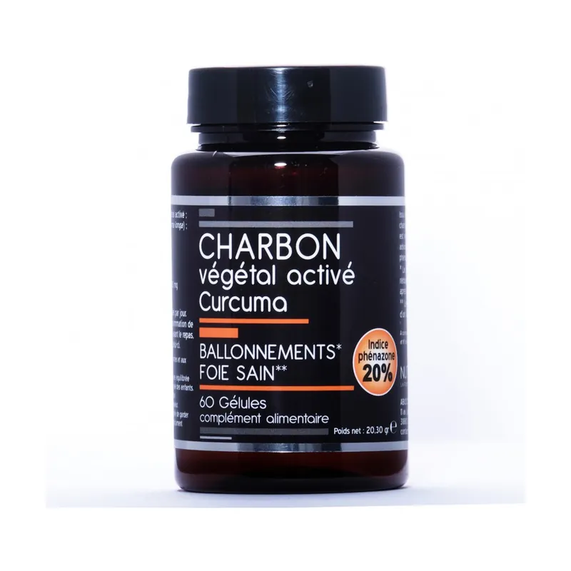 Activated Vegetable Charcoal + Turmeric 60 capsules Nutrivie Direct From Factory
