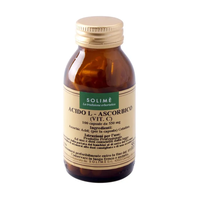 L-Ascorbic Acid Supplement in capsules 100 capsules of 550mg Solime New Release