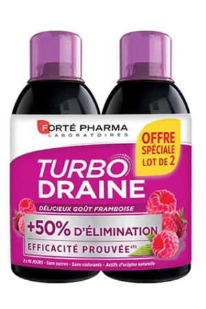Raspberry TurboDraine 2 units of 500ml Forté Pharma Fresh Stock