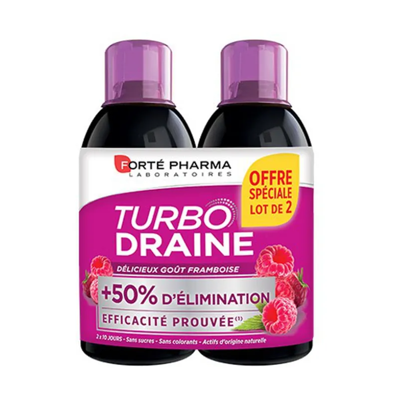 Raspberry TurboDraine 2 units of 500ml Forté Pharma Fresh Stock