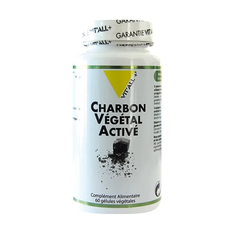 Active Vegetable Charcoal 400mg 60 vegetable capsules Vitall + Free Returns