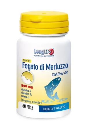 Cod Liver Oil 500 mg 60 softgels of 750mg Longlife Top Rated