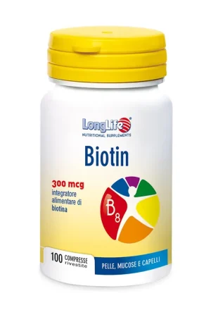 Biotin skin, mucous membranes and hair 100 tablets of 400mg Longlife Top Rated