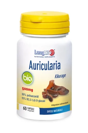 Best Seller Auricularia Bio 60 vegetable capsules of 595mg Longlife