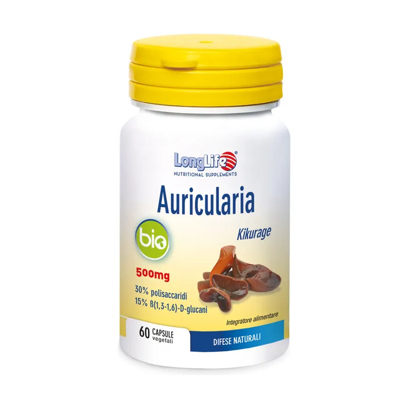 Best Seller Auricularia Bio 60 vegetable capsules of 595mg Longlife