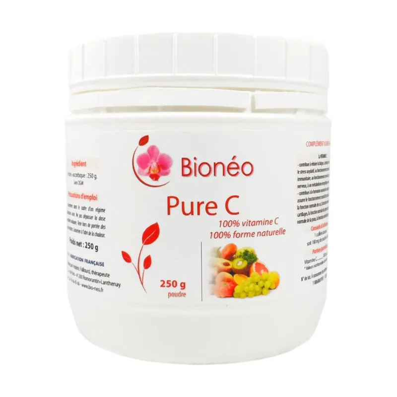 Certified 100% pure powder vitamin C 250 g of powder Bioneo