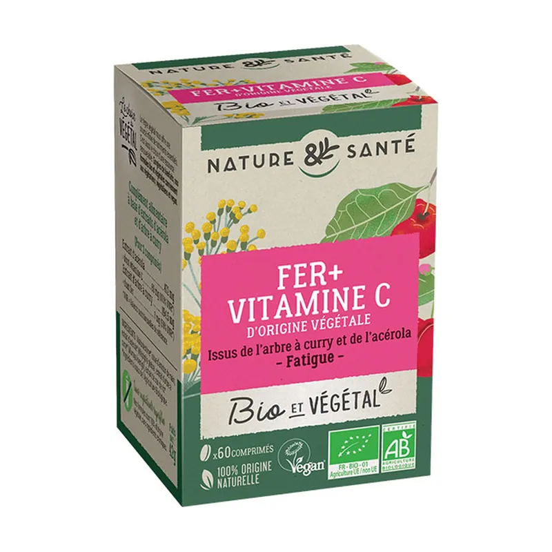 Secure Checkout Vitamin C + Organic Iron 60 tablets Nature et Sante