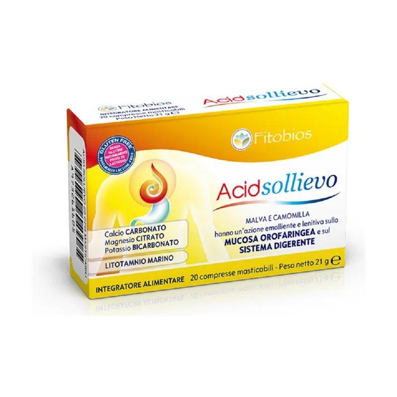 Acidsollievo 20 tablets Fitobios Same Day Shipping
