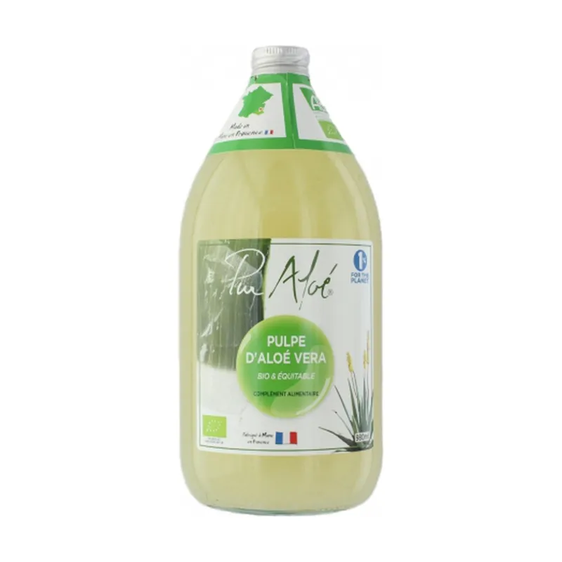 Trusted Brand Organic pasteurized Aloe Vera pulp to drink 980 ml Pur‘Aloe