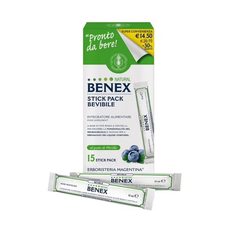 Top Pick Natural Benex Drinkable Stick Pack 15 sticks of 12ml Erboristeria Magentina