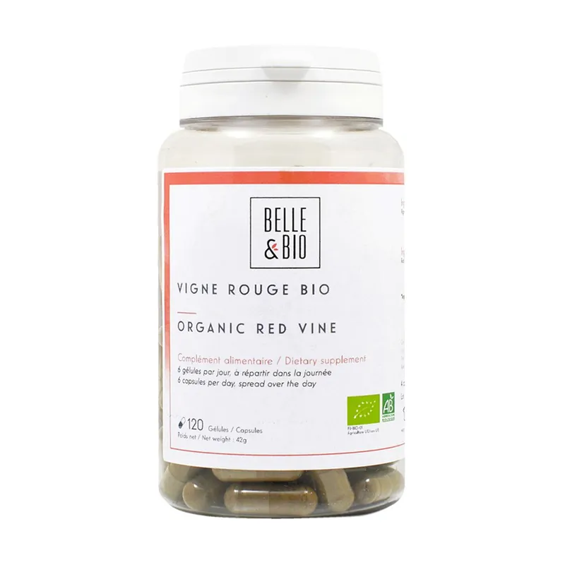 Organic red vine 120 vegetable capsules Belle et Bio Brand New