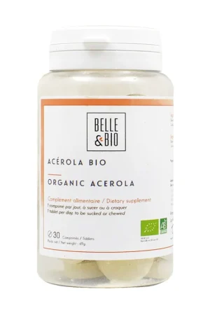 Fast Shipping Organic Acerola 30 chewable tablets Belle et Bio