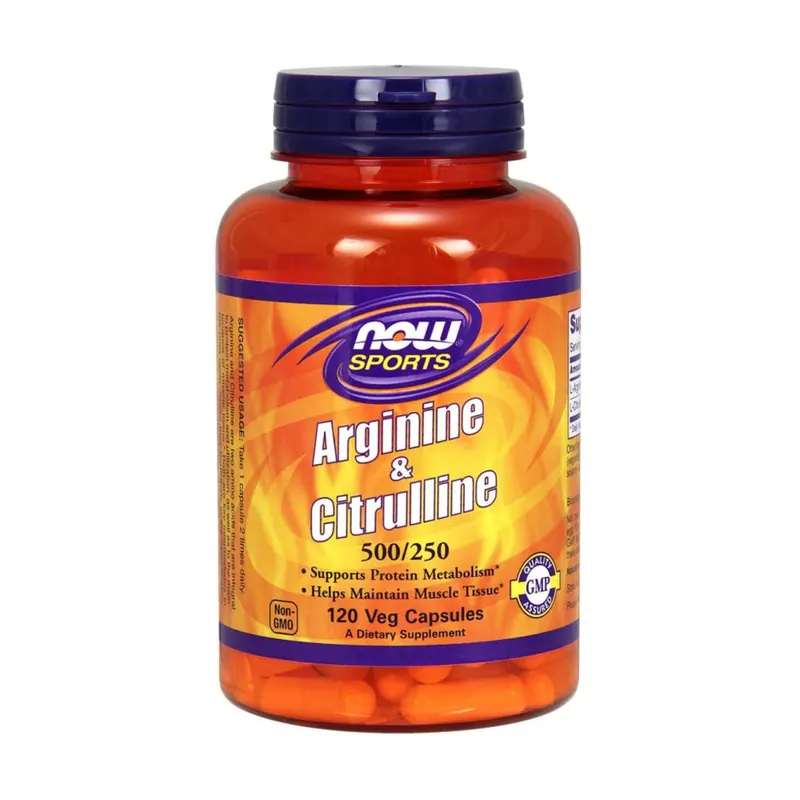 Trusted Brand Arginine and Citrulline 120 vegetable capsules NOW Foods