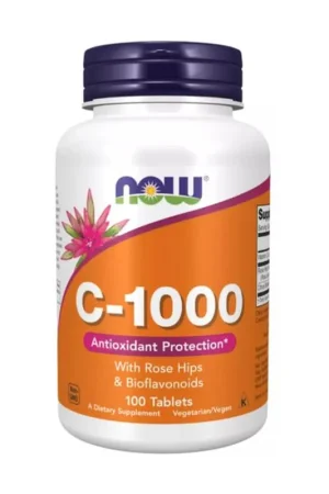 Next Day Delivery Vitamin C with rosehip and bioflavonoids 100 tablets of 1000mg NOW Foods