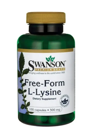 New Release L-Lysine 500 mg Free-Form 100 capsules Swanson